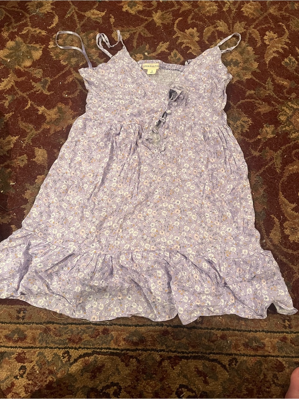 Aeropostale Lavender Floral Tie-Front Sundress